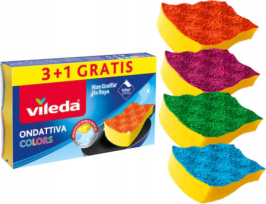 Vileda Pur Active Colors Sponge 4 Pcs