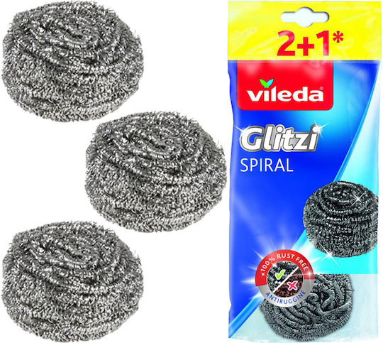 Vileda Glitzi Спираловидни Стоманени Гъби 3 Броя