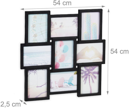 Relaxdays Rama Foto Multi De Perete 9 Fotografii Din Plastic (Personalizat)
