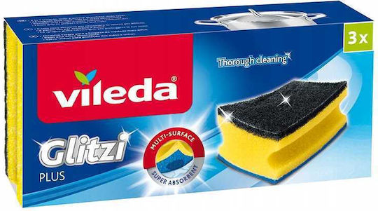 Vileda Glitzi Plus Contoured Scrubber 3pcs