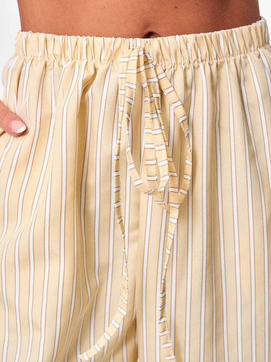 Damen Gelbes Set mit gestreiften Hosen