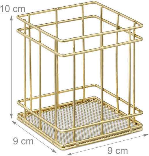 Relaxdays Gold Cosmetics Organization Base 10x9x9cm
