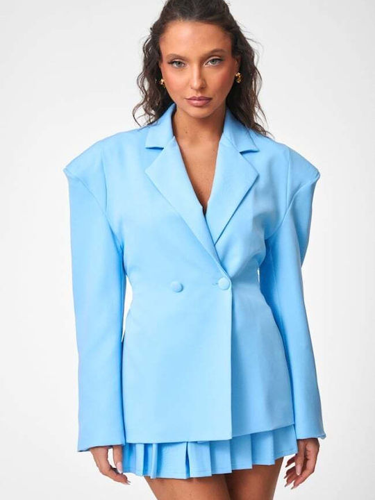 Decoro Women's Double Breasted Light Blue Blazer