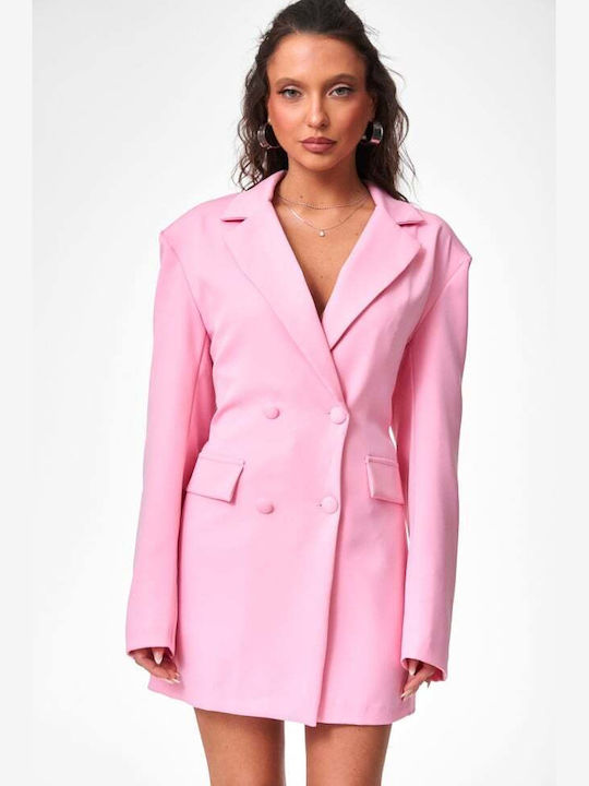 Decoro Damen Doppelreihiges Blazer Rosa
