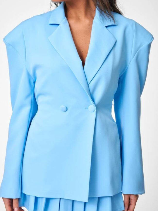 Decoro Women's Double Breasted Light Blue Blazer