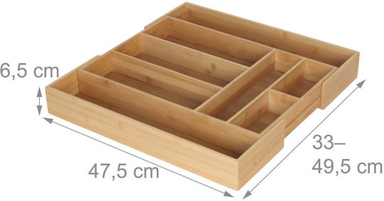 Relaxdays Tăvi Pentru Tacâmuri De Sertar Rabătabilă Din Lemn 49.5x33x6.5cm Bej