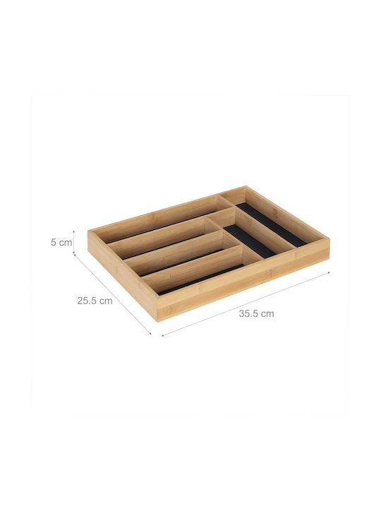 Relaxdays Tăvi Pentru Tacâmuri De Sertar Din Lemn 35.5x25.5x5cm Maro