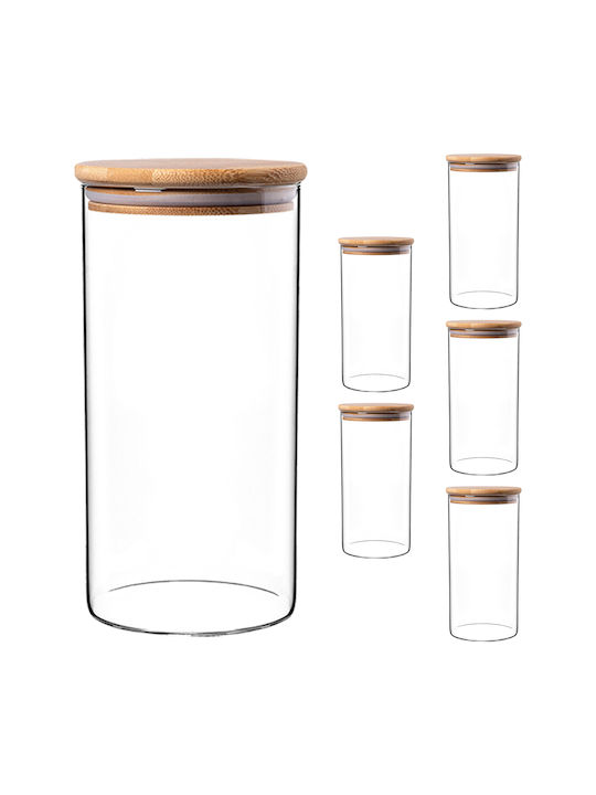 Kadax Set 6 Bucăți Vaze Utilizare Generală Cu Capac Sticlă Transparentă 1400ml 6 Bucăți