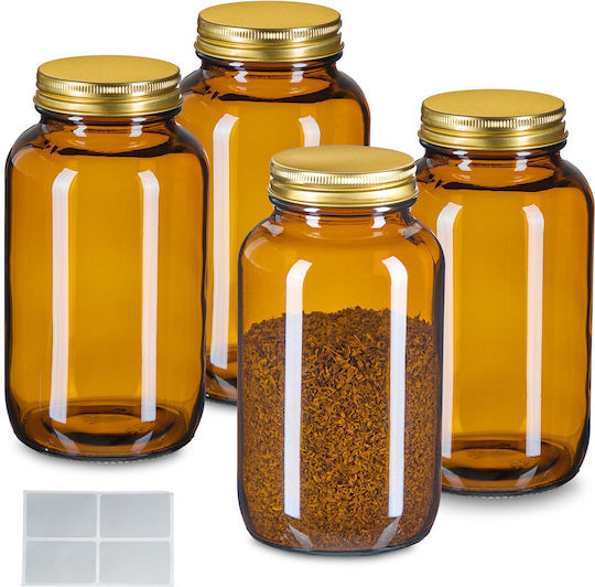 Relaxdays Relaxdays Set 4 Stück Allgemeine Verwendung Glasbraune Vasen mit Deckel 400ml Relaxdays Relaxdays Set 4 Stück Allgemeine Verwendung Glasbraune Vasen mit Deckel 400ml