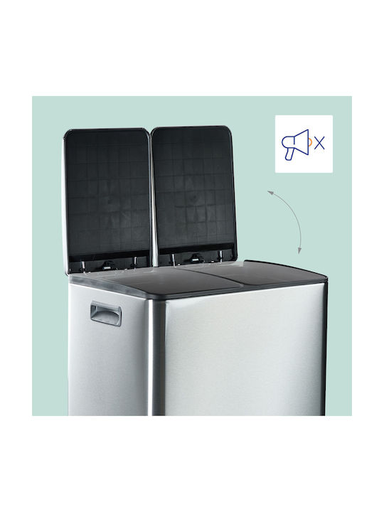 Relaxdays Relaxdays Müllbehälter aus Edelstahl mit Pedal Graue 60l