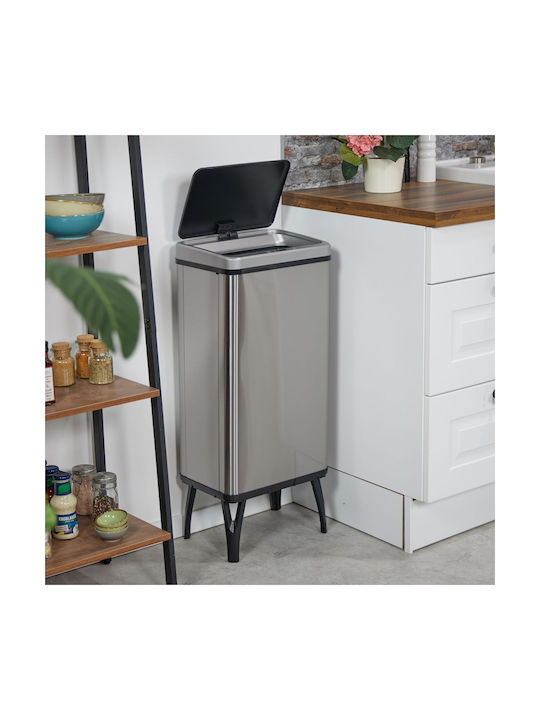 Relaxdays Coș De Gunoi Din Oțel Inoxidabil Cu Senzor Argintiu 40lt