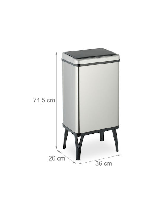 Relaxdays Coș De Gunoi Din Oțel Inoxidabil Cu Senzor Argintiu 40lt
