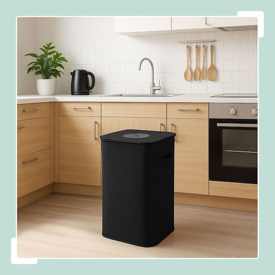 Relaxdays Coș De Gunoi Din Plastic Pentru Reciclare 100 Lt Negru