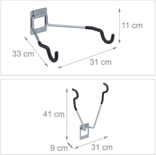 Relaxdays Bicycle Storage Stand Foldable Black Silver 11x33x31 Cm 25 Kg Capacity