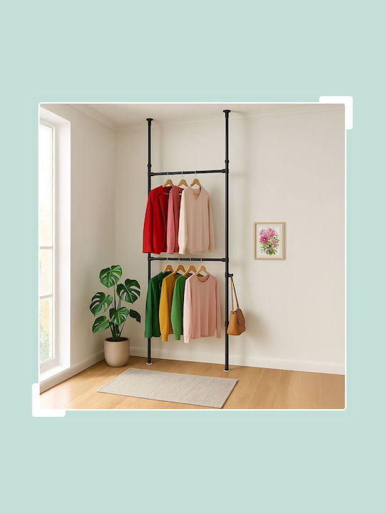 Relaxdays Cremasteră de Podea din Metal Pliabilă Neagră 120cm