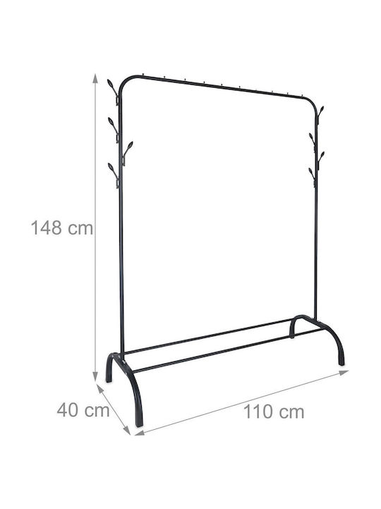 Relaxdays Kremastră De Podea Din Metal Neagră 148x40x110cm