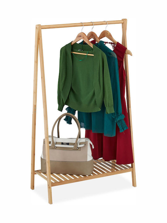 Relaxdays Floor Coat Rack Bamboo Brown 120x35cm