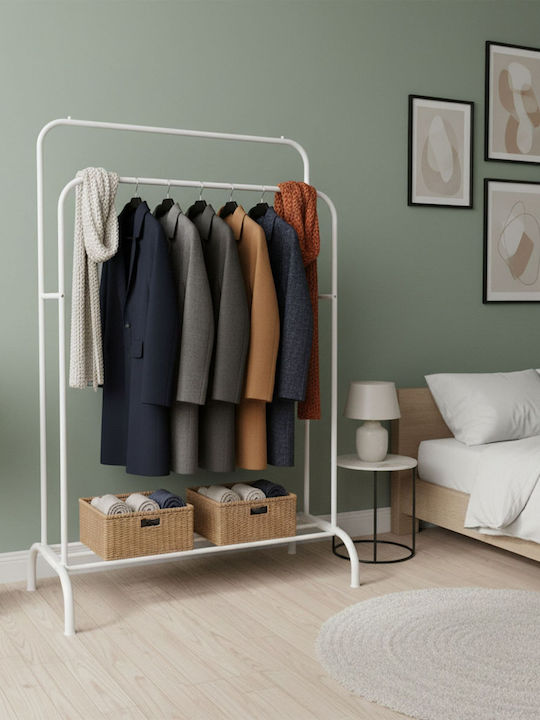 Relaxdays Floor Coat Rack Metal White 146x56x110cm