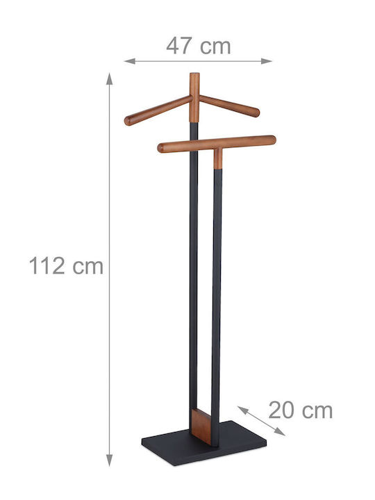 Relaxdays Κρεμάστρα Δαπέδου από Ξύλο Μαύρη 112x47cm