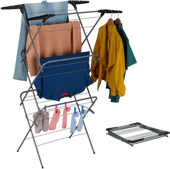 Relaxdays Folding Floor Clothes Drying Rack with Hanging Length 10.8m