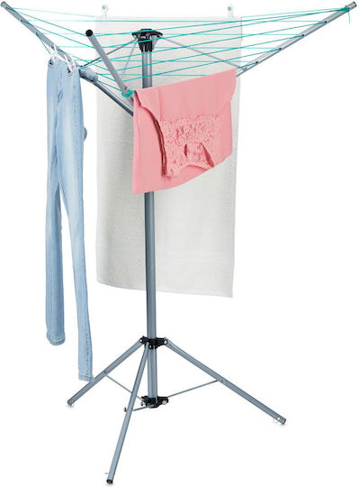 Relaxdays Folding Floor Clothes Drying Rack Made of Stainless Steel with 15m Hanging Length