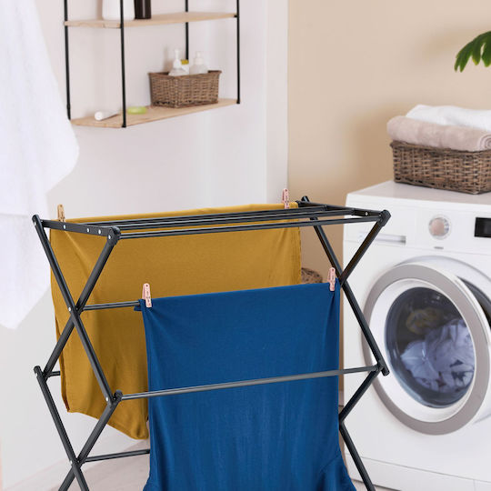 Relaxdays Folding Floor Clothes Drying Rack Stainless Steel 105x74cm