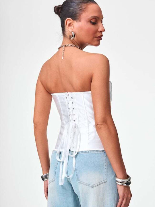 Γυναικεία Μπλούζα Κορσές Strapless Ασπρο