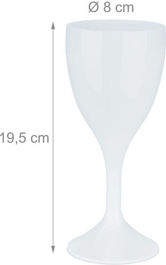 Relaxdays Set Pahare Pentru Vin Alb Din Plastic Alb Cu Picior 250ml 6 Bucăți