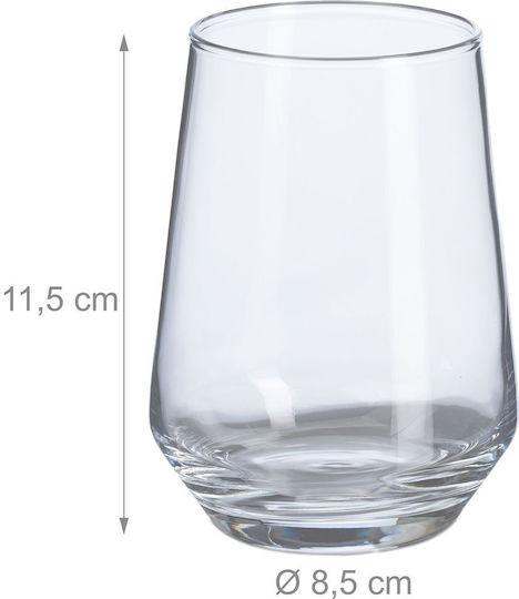 Relaxdays Set Pahare Pentru Apă Cocteiluri Din Sticlă 390ml 6 Bucăți
