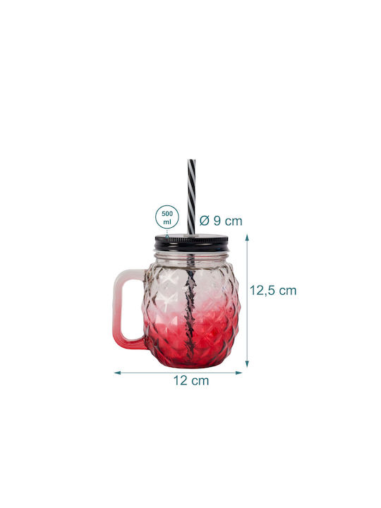 Relaxdays Set Pahare Din Sticlă Cu Pai 500ml 4 Bucăți