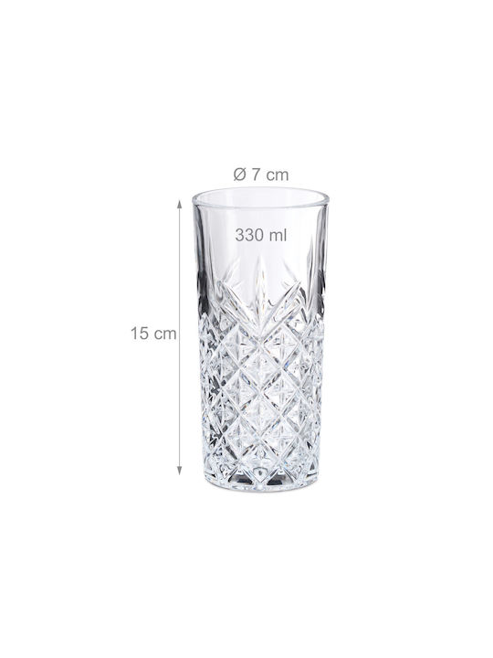 Relaxdays Set Pahare Din Sticlă 330ml 6 Bucăți
