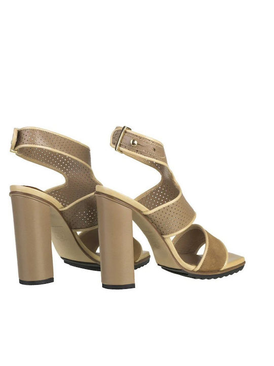 Damen Sandalen Aus Leder Braun