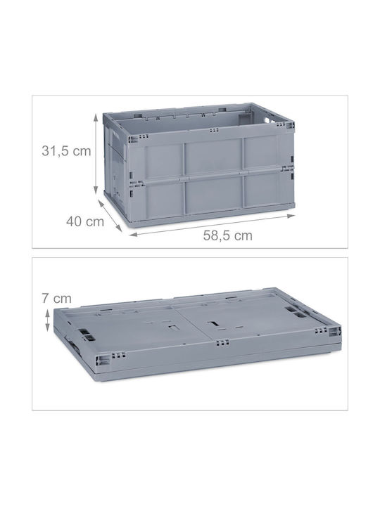 Relaxdays Cutie De Depozitare Din Plastic Gri 31.5x58.5x40cm