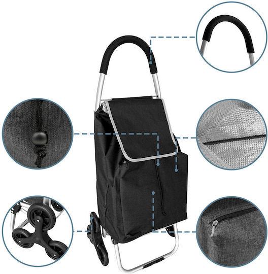 Căruț de Cumpărături Textil Negru 48x38cm