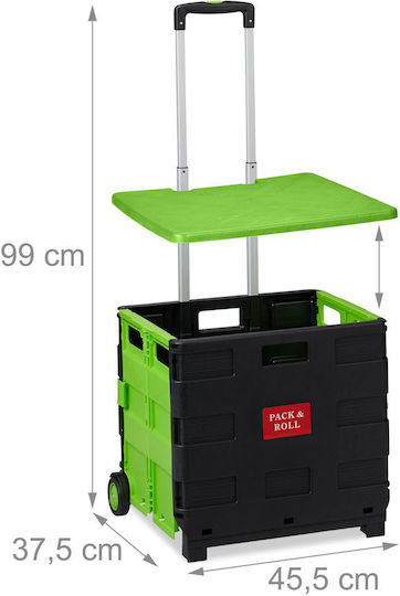 Căruț de Piață Pliabil din Plastic Verde 99x45.5x37.5cm