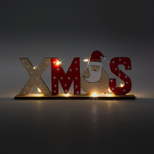 Moș Crăciun Gonflabil Iluminați cu Baterii Albi Din Lemn 21x8.5x4cm 10 Bucăți