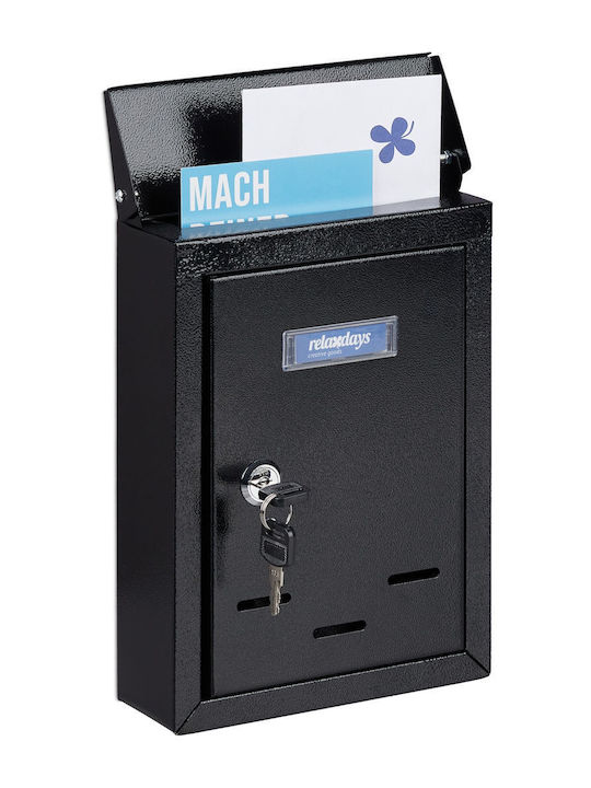 Relaxdays Briefkasten Für Draußen Metallisch In Schwarz Farbe