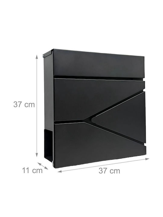 Relaxdays Cutie Poștală Pentru Exterior Metalică De Culoare Neagră 37x11x37cm