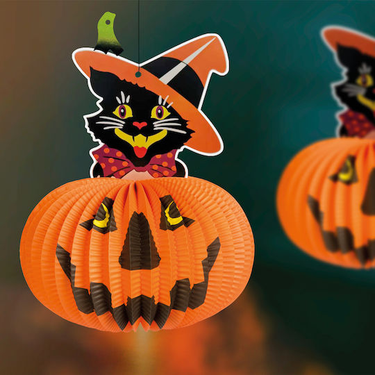 Halloween Kürbis Laterne Katze 26 cm