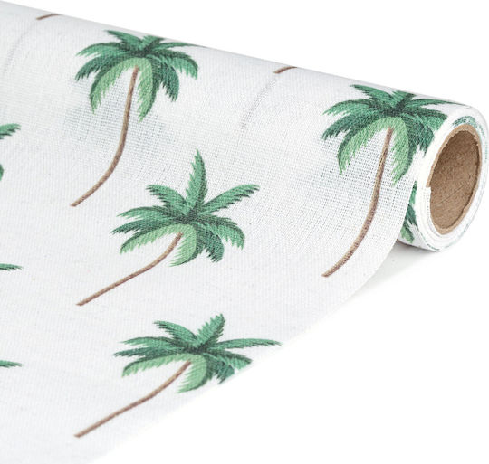 Decorative Table Runner 180x28 Cm Palm Tree Pattern White Background