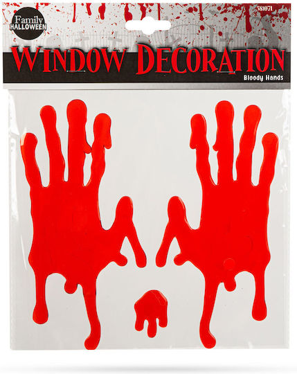 Autocolant Mâini Sângerânde Halloween Gel Reutilizabil 17x8 Cm Decorațiune Pentru Fereastră Fără Adeziv