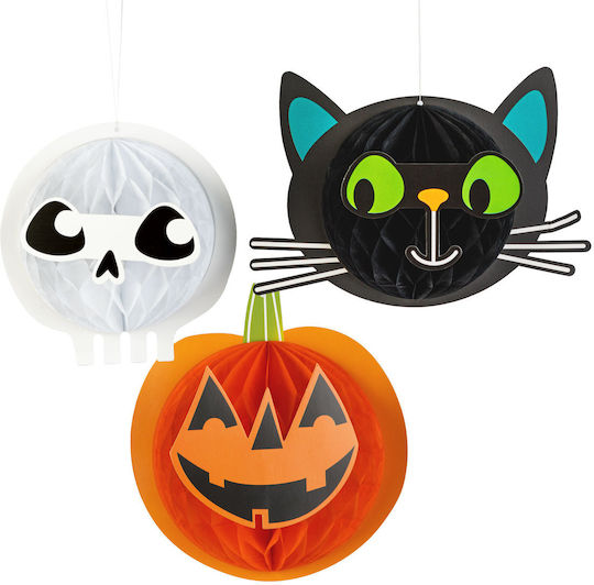 Set De Decorațiuni Pentru Petreceri Halloween Felinare Dovleac Pisică Craniu Hârtie 20 Cm Set 3 Bucăți