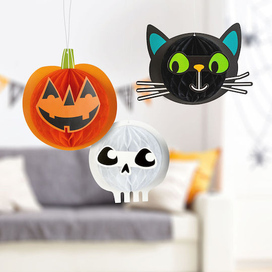 Set De Decorațiuni Pentru Petreceri Halloween Felinare Dovleac Pisică Craniu Hârtie 20 Cm Set 3 Bucăți