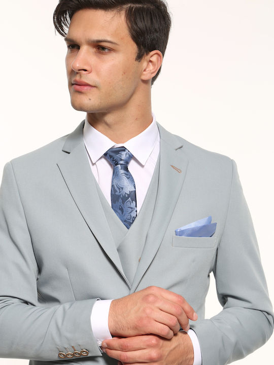Summer Men's Groom's Suit with Vest with Slim Fit Petrol
