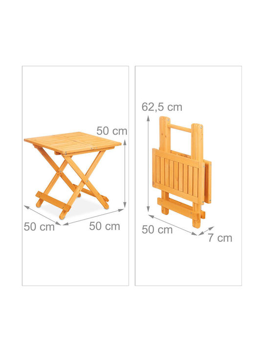 Masă Din Lemn Pentru Spații Exterioare Mici Pliabilă Culoarea Lemnului Natural 50x50x50 cm