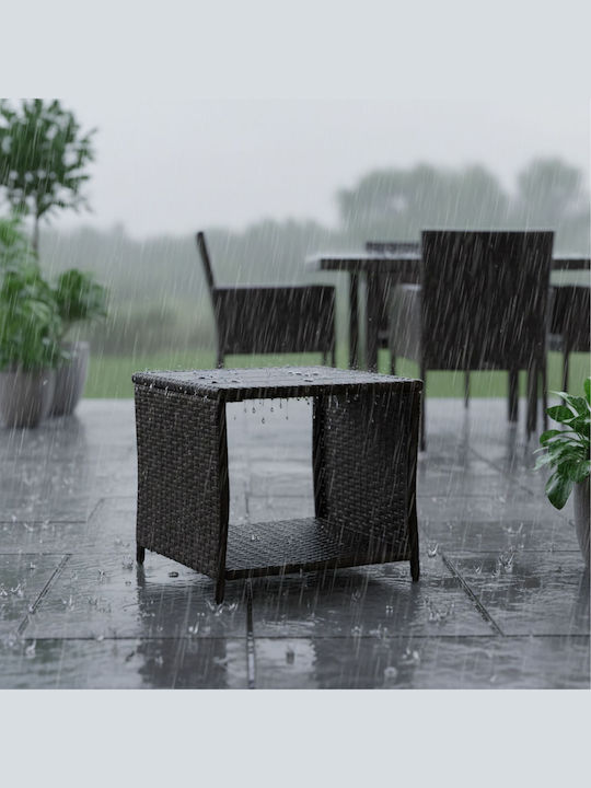Masă Pentru Spații Exterioare Mici Din Rattan Cu Ramă Metalică Culoare Maro/Negru 40x45x45cm