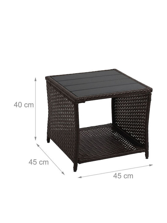 Masă Pentru Spații Exterioare Mici Din Rattan Cu Ramă Metalică Culoare Maro/Negru 40x45x45cm