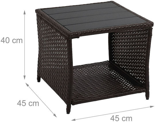 Table for Small Outdoor Spaces Rattan with Metal Frame Brown/Black Color 40x45x45cm