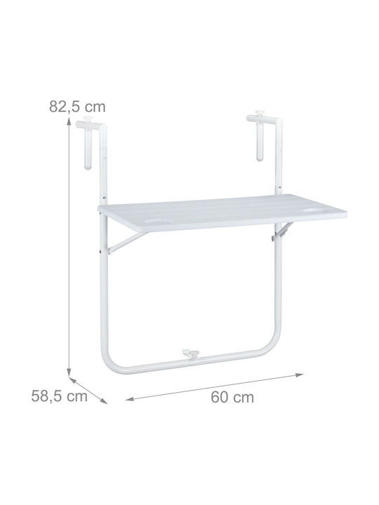 Masă Pentru Spații Exterioare Mici Pliabilă Din Lemn Cu Ramă Metalică Albă 82,5x60x58,5 cm