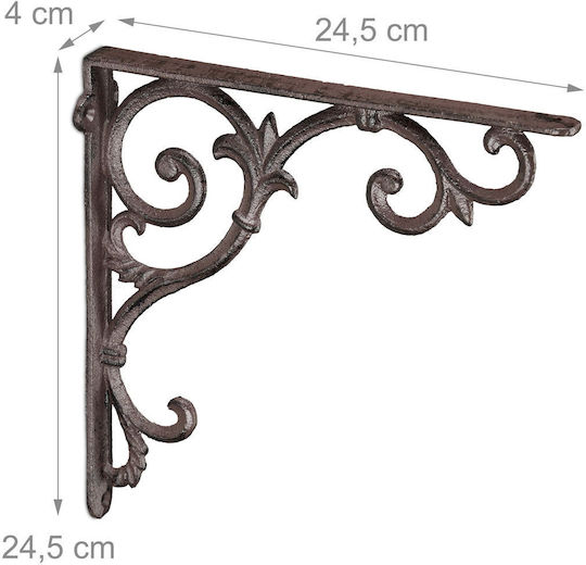 Relaxdays Raft De Colț Din Metal Maro 245x245mm 2 Bucăți 10032098_93